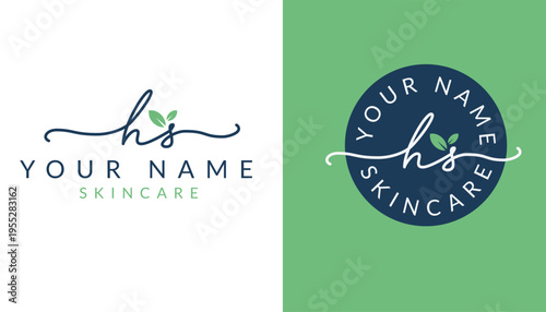 Initial hs signature logo design template