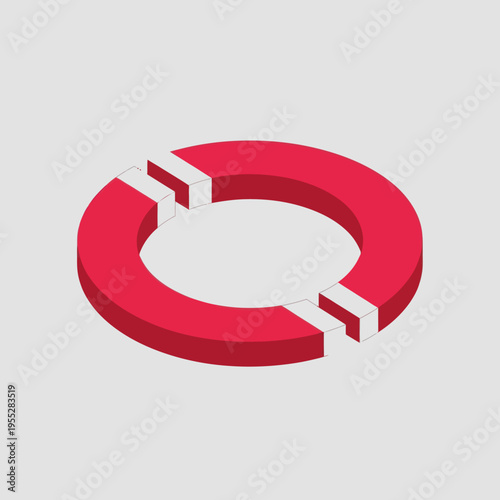 Red 3D Circle with Broken Segments.