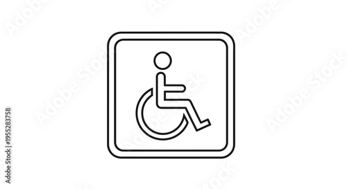 Wheelchair accessibility symbol, disability icon, accessible entrance sign, vector illustration