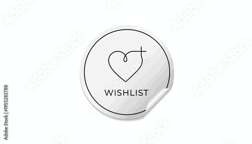 Wishlist heart icon sticker, love symbol, romantic concept, simple line art, white background