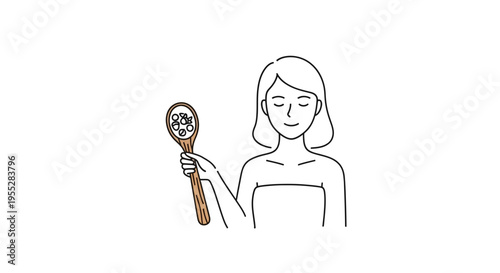 Woman enjoying a spa treatment with a wooden brush and natural ingredients