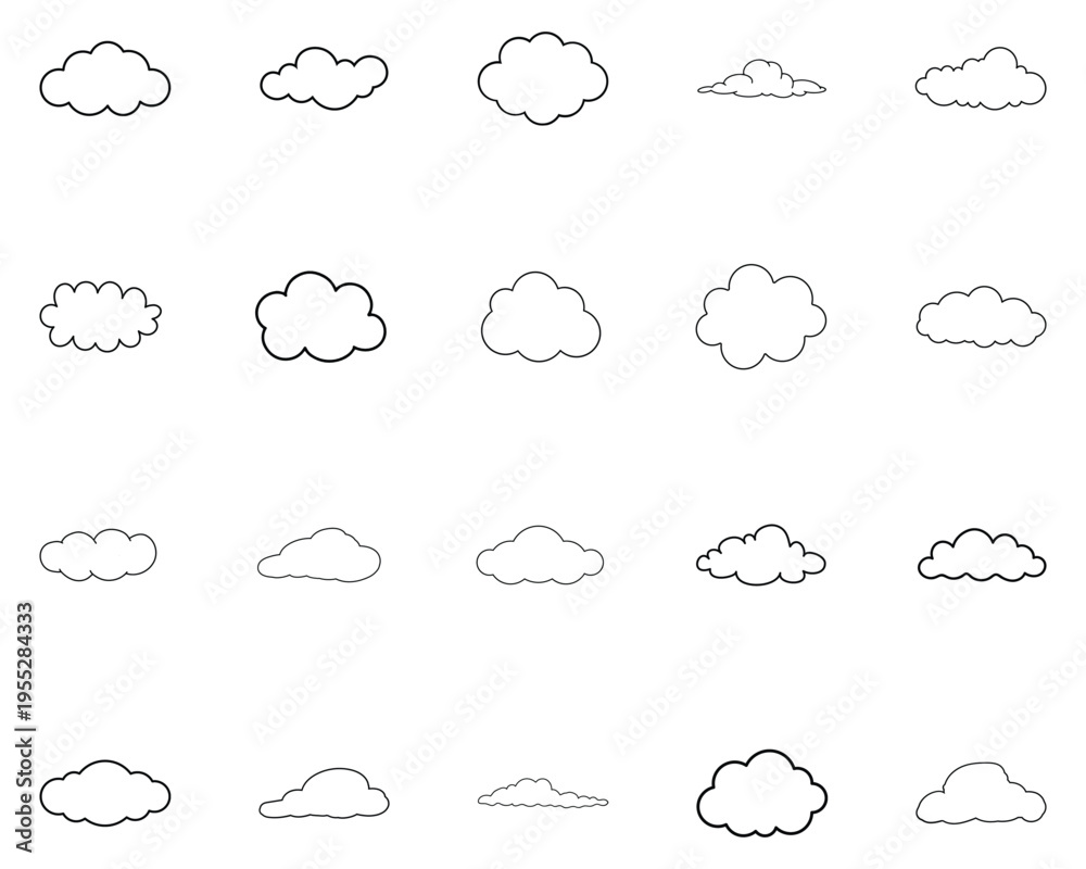 Fototapeta premium set of cloud outline icons