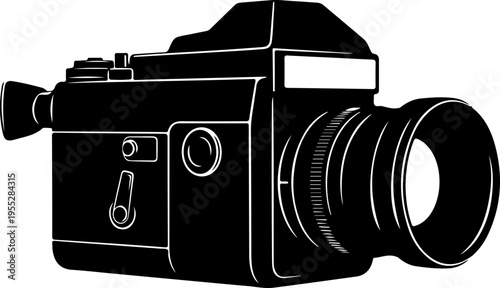 Vector illustration of a single black camera