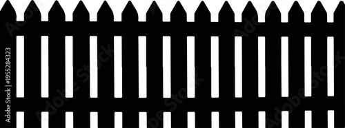 Vector black picket fence border illustration