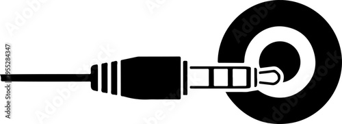 Vector audio jack icon, black and white plug symbol