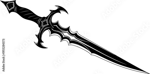 Vector illustration of a fantasy sword with a black handle and blade