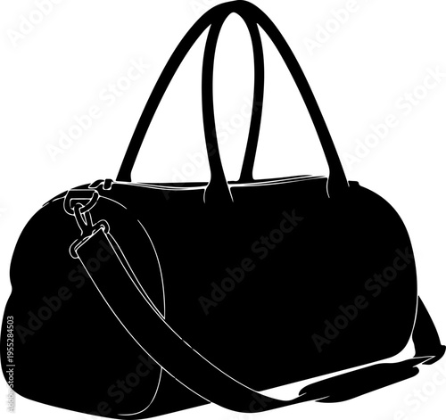 Vector black duffel bag icon