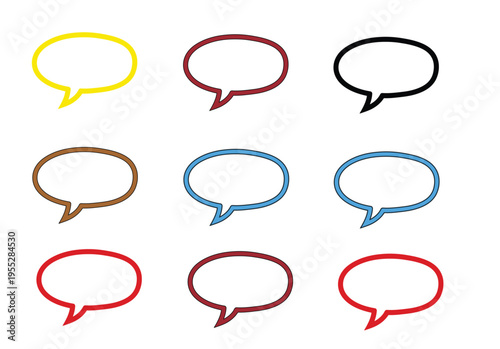 Colorful oval speech bubbles set for communication and dialogue illustration