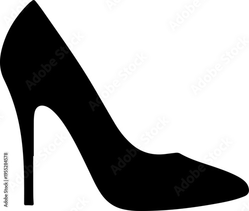Vector black high heel shoe icon