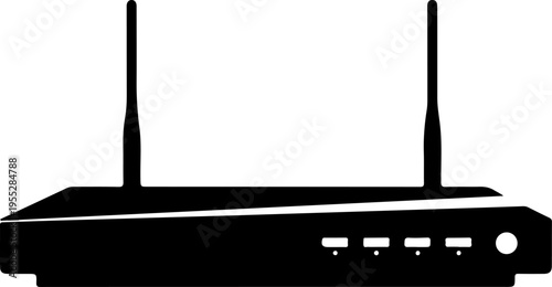 Vector illustration of a black WiFi router