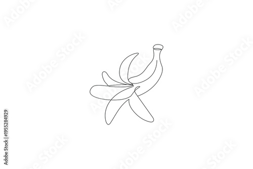 Banana one line drawing of bananas for organic food logo and design
