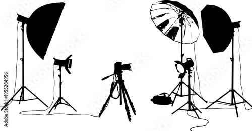 Set of 6 photography studio equipment icons vector