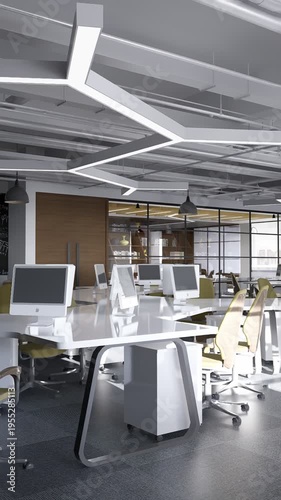 3D render vertical animation modern-style office