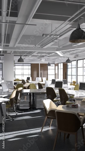 3D render vertical animation modern-style office