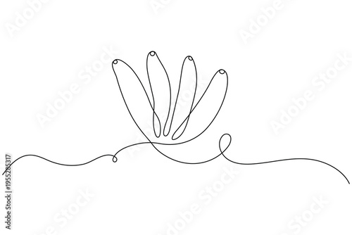 Banana minimalist continuous line drawing of a hand with a bunch of bananas
