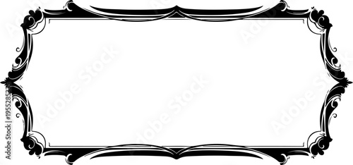 Black ornate rectangular frame vector illustration