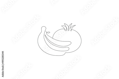 Banana hand holding bananas one line art drawing isolated on white background
