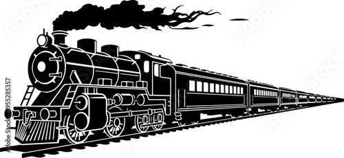 Vintage steam train locomotive vector illustration