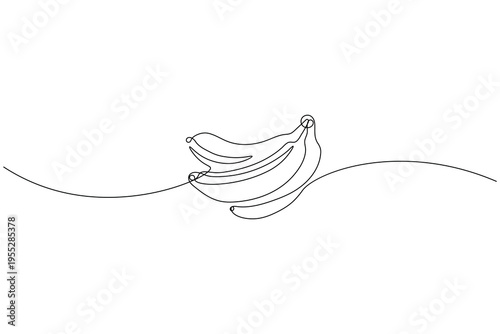 Banana bunch on hand continuous one line drawing minimalist vector illustration
