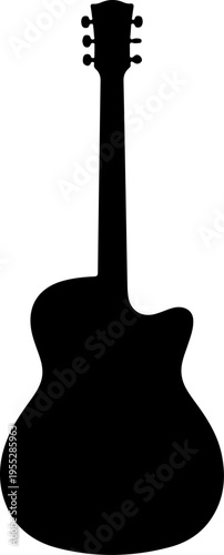 Black silhouette acoustic guitar vector