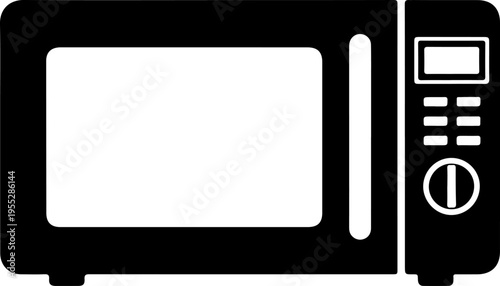 Vector microwave oven icon, black and white