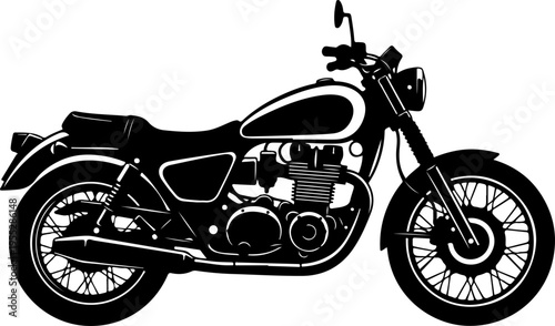 Vector motorcycle icon, black and white