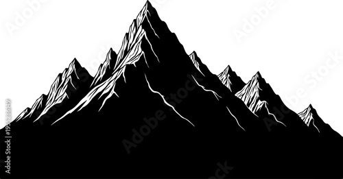 Vector black mountain range silhouette illustration
