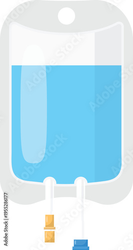 Medical Infusion IV Bag Flat Illustration. Clean Icon Design Element Isolated on White Background