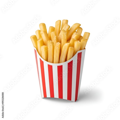 Golden Crispy French Fries on White Background, Studio Product Photography