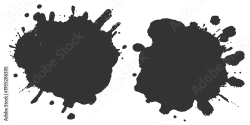 Abstract ink splatters, artistic splodges and splashes create a graphic resource that can be utilized to evoke a sense of creative texture. The image showcases the raw energy of ink.