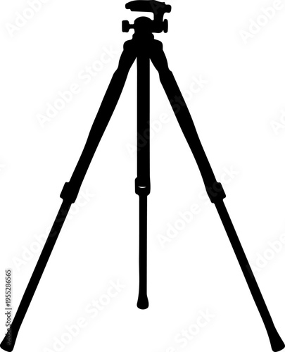 Vector black tripod icon for photography equipment