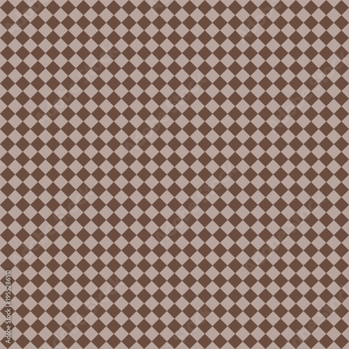 Seamless dark brown and warm beige geometric diamond grid pattern. Modern tiling background for wallpaper, packaging, textile, branding, and web design.