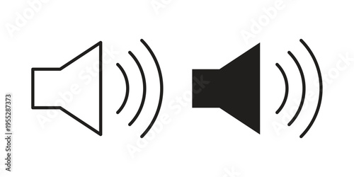 Speaker icon, line pictogram on white.