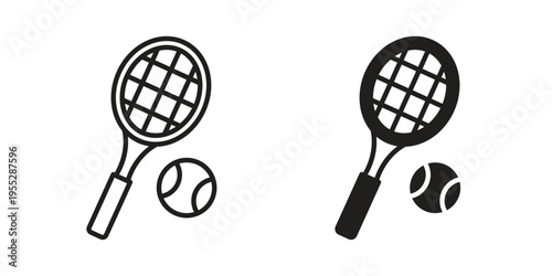 Tennis icon, line pictogram on white.
