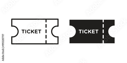 Ticket stub icon, line pictogram on white.