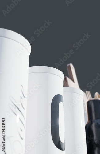 3D render vertical animation modern kitchen
