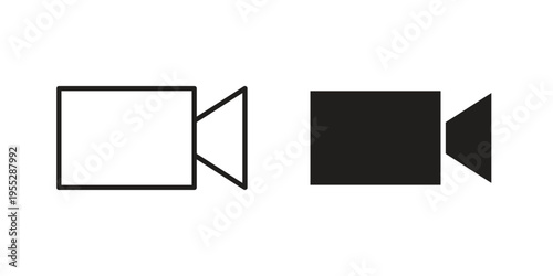 Video call icon, line pictogram on white.