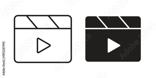 Video icon, line pictogram on white.