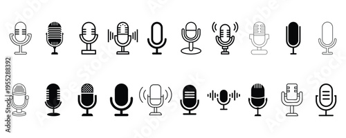 Set of Microphone Speaking Device Icon