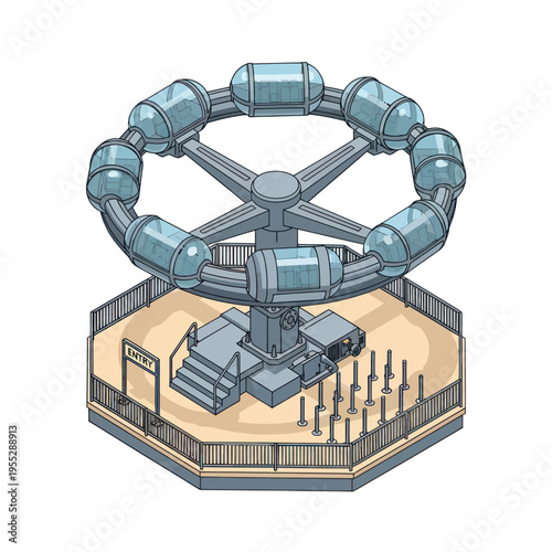 Futuristic Rotating Space Station Module.