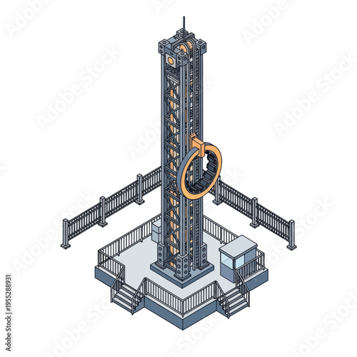 Free Fall Tower Ride Amusement Park Attraction.