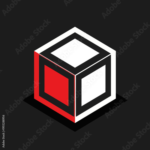 3D Cube Geometric Shape Illustration Design.