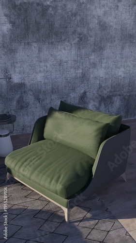 3D render vertical animation of a living room