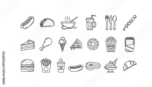 Professional Technology Vector Illustration Set Featuring Modern Line Art Icons for Electronic Gadgets Computer Hardware and Office Equipment Branding