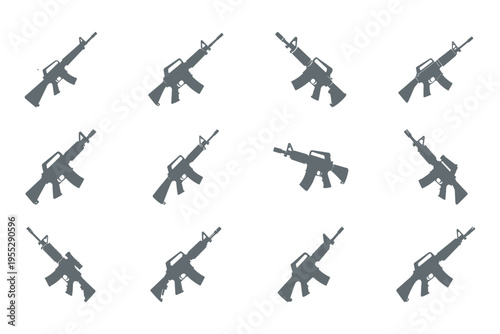 assorted gray rifles on white background