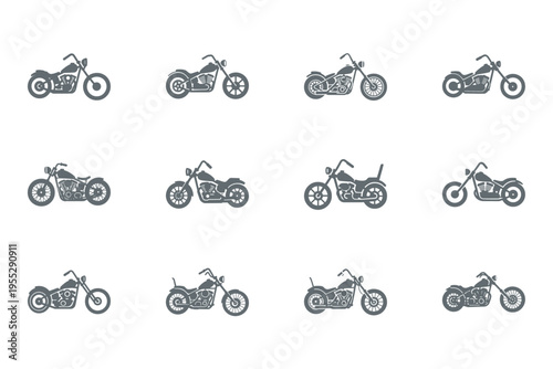 set of motorcycle illustrations in different positions