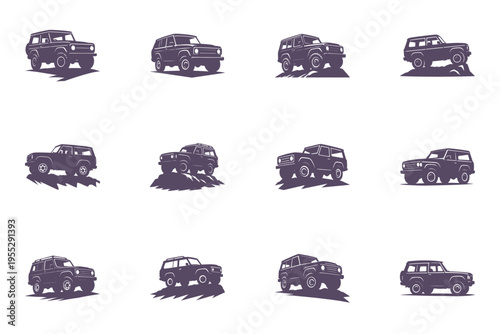 off-road vehicles in various driving positions