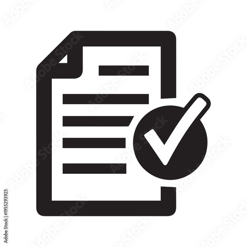 Document with checkmark icon represents approval or confirmation
