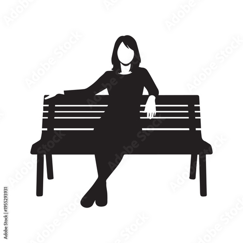 A woman sitting on a bench in a relaxed pose with her leg crossed