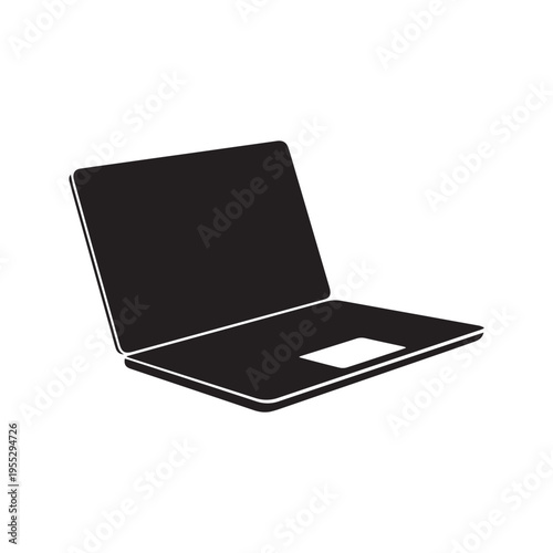 A simple black laptop illustration on a white background